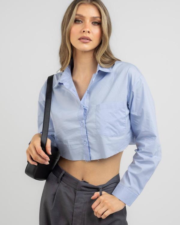 Ava And Ever Women's Out Of Office Cropped Shirt in Blue