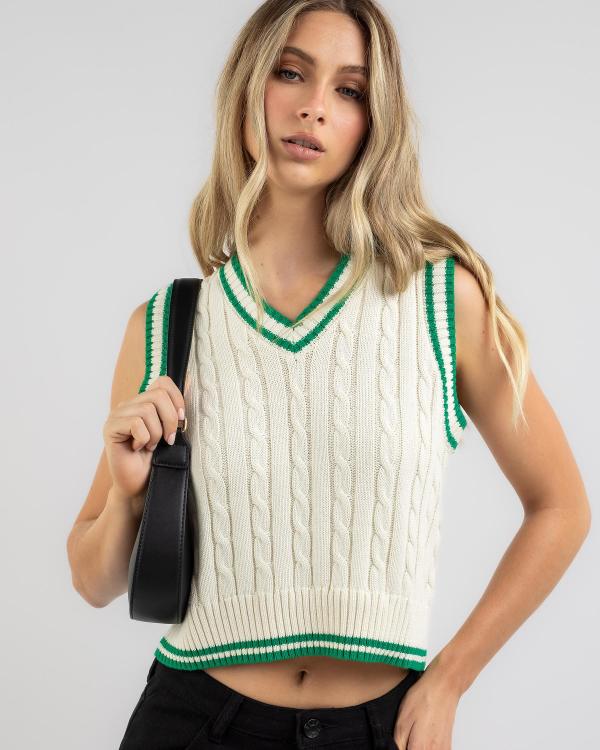 Ava And Ever Women's Science Club Cable Knit Vest in White