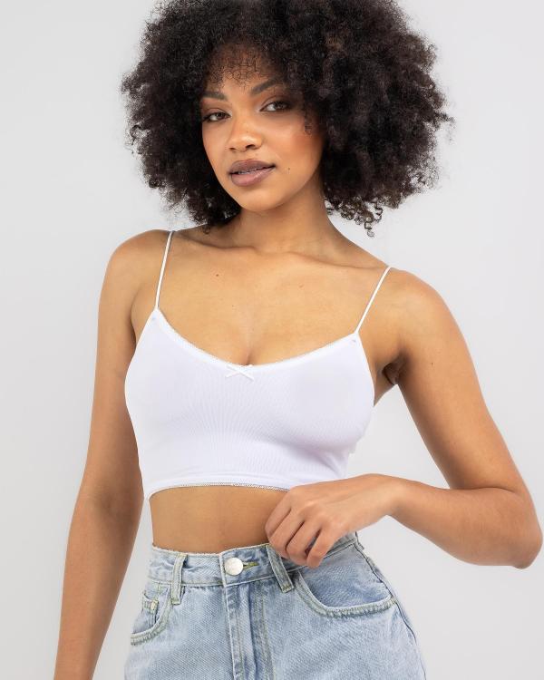 Ava And Ever Women's Sweetie Mesh Cami Crop Top in White