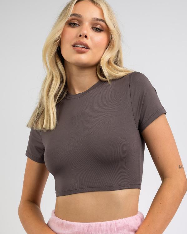 Ava And Ever Women's Ultra Crop Baby T-Shirt in Grey