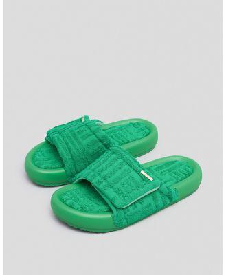 Ava And Ever Women's Veda Towelling Slides Sandals in Green