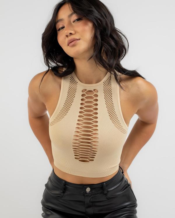 Ava And Ever Women's Wolfie Seamfree Cut Out Tank Top in Natural