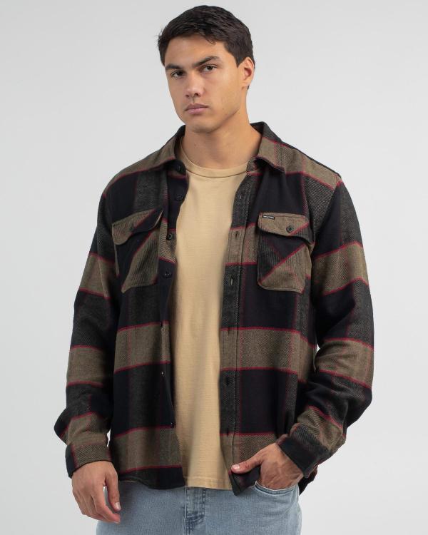 Brixton Men's Bowery Flannel Long Sleeve Shirt in Brown