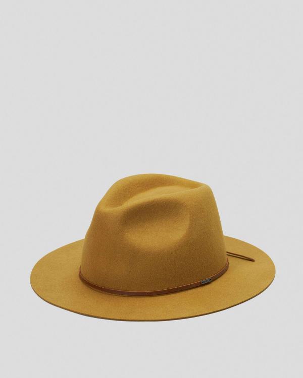Brixton Women's Wesley Packable Fedora Hat in Brown