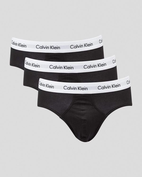 Calvin Klein Men's Cotton Stretch Hip Brief 3 Pack-Multi in Black