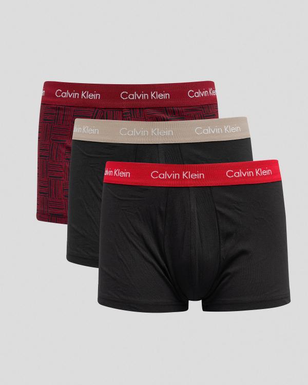 Calvin Klein Men's Holiday Cotton Stretch Low Rise Trunks 3 Pack Underwear in Black