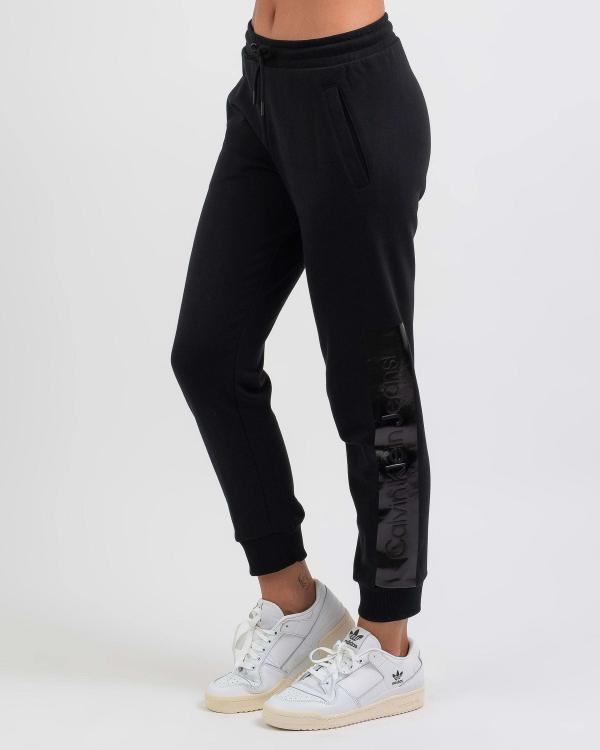 Calvin Klein Women's Shiny Logo Block Track Pants in Black