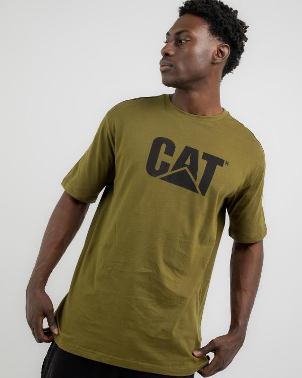 Cat Men's Original Fit Logo T-Shirt in Green