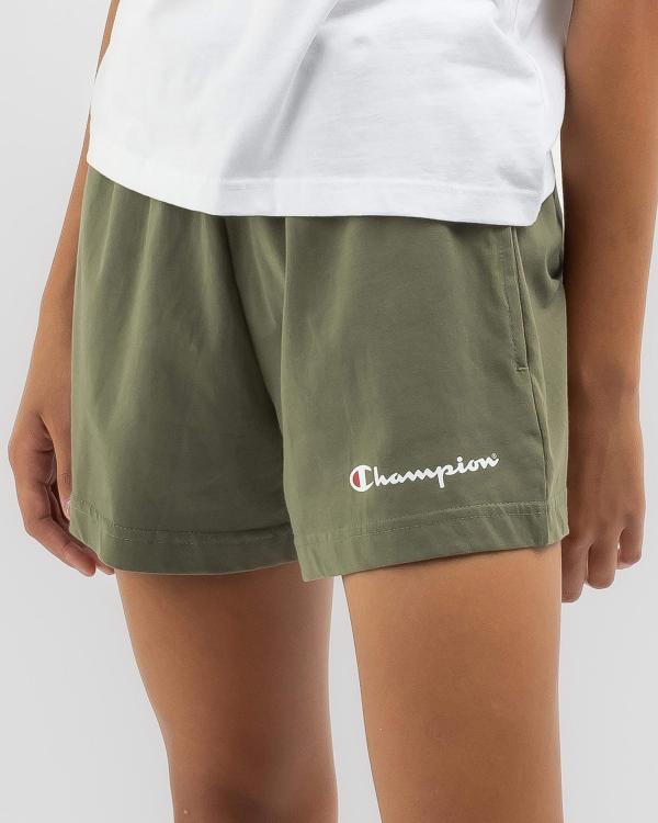 Champion Girls' Logo Shorts in Green