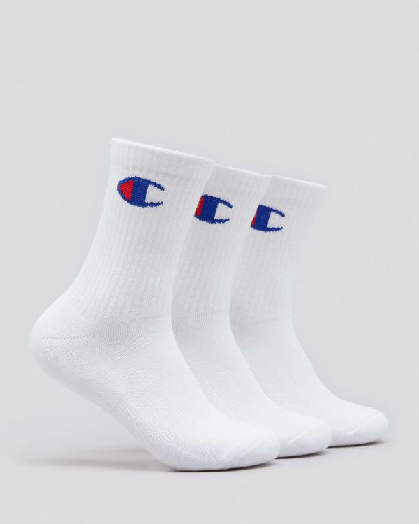 Champion Junior Boys' Medium Sport C Logo Crew Socks 3 Pack in White