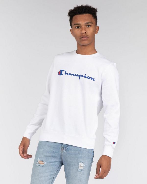 Champion Men's Logo Crew Sweatshirt in White