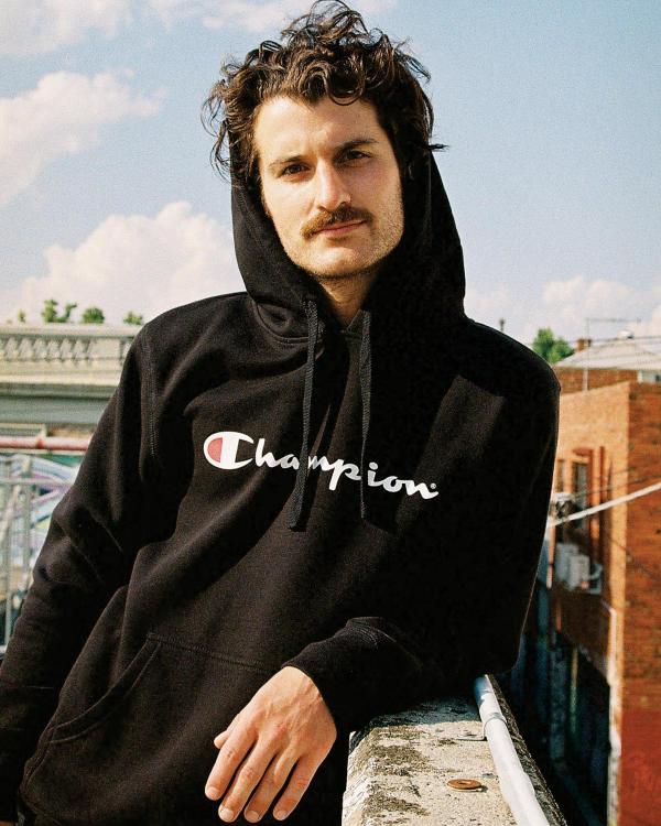 Champion Men's Logo Hoodie in Black