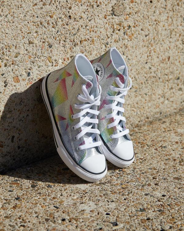 Converse Girls' Chuck Taylor All Star Prism Glitter Shoes in Silver