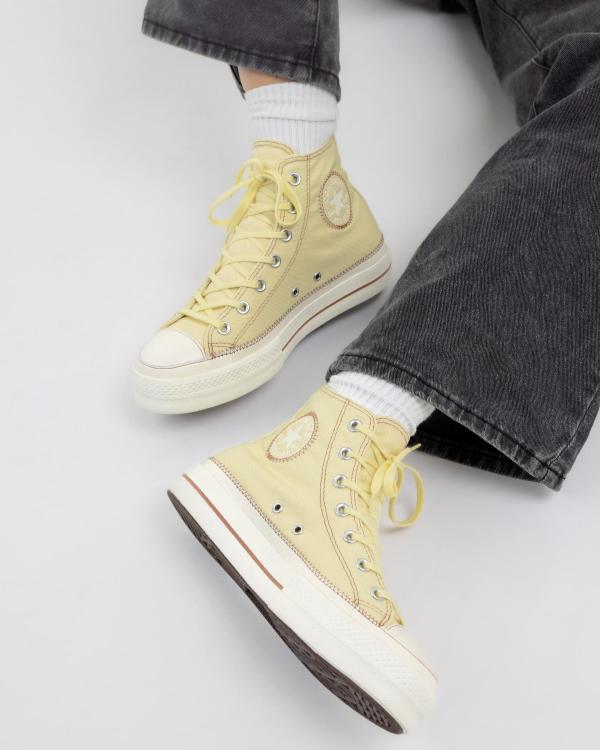 Converse Women's Chuck Taylor All Star Lift Platform Contrast Stitching Shoes in Natural