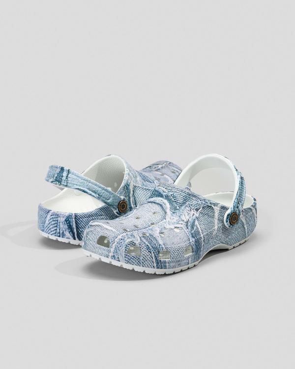 Crocs Women's Classic Denim Clogs in Bleach Denim