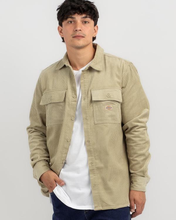 Dickies Men's Houston Corduroy Long Sleeve T-Shirt in Natural