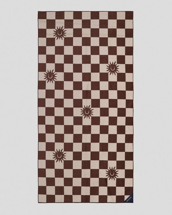 DRITIMES Checked Out Tan Beach Towel in Brown