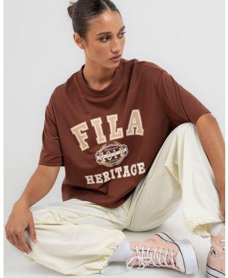Fila Women's City Bailey Cropped T-Shirt in Brown