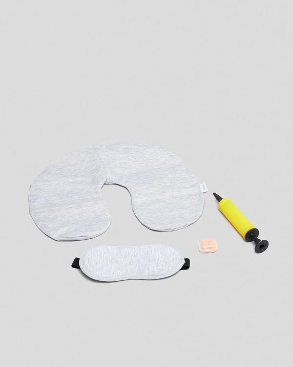 Get It Now Inflatable U Neck Pillow & Eye Mask Organizer Bag in Grey