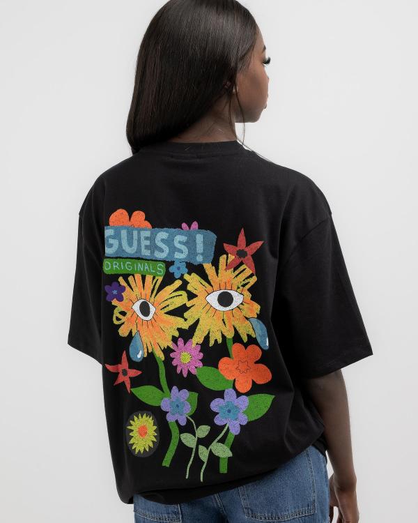 GUESS Women's Originals Earth Day Garden T-Shirt in Black