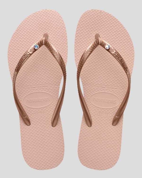 Havaianas Girl's Kids' Slim Crystal Sw Ii Thongs in Pink