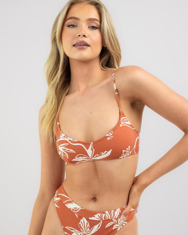 Hurley Women's Dazed V Bralette Bikini Top in Brown