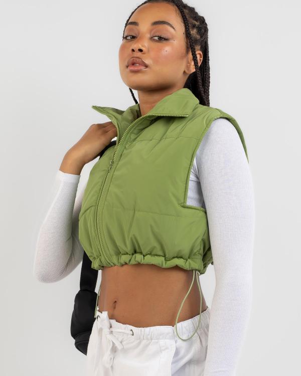 Into Fashions Women's Niseko Puffer Vest in Green