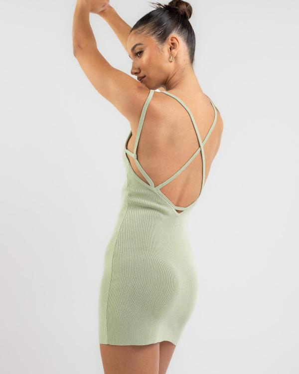 Into Fashions Women's Sally Knit Mini Dress in Green