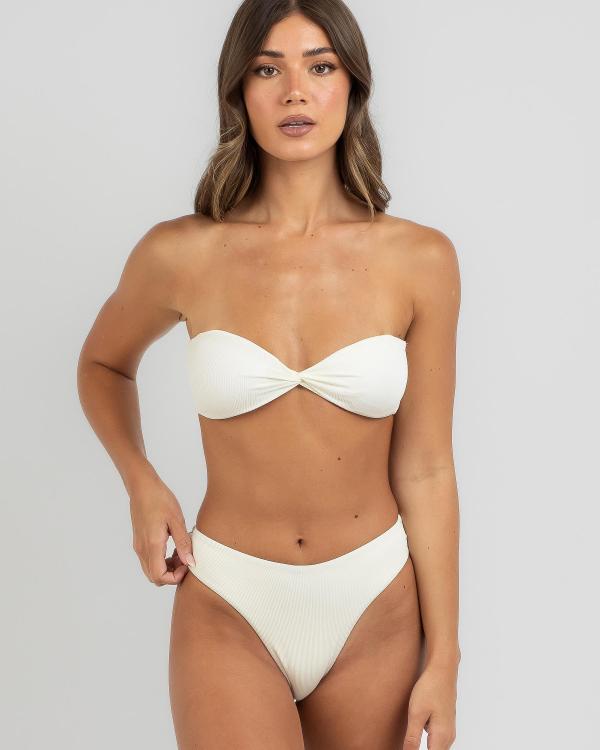 Kaiami Women's Alexis Rib Twist Bandeau Bikini Top in Cream