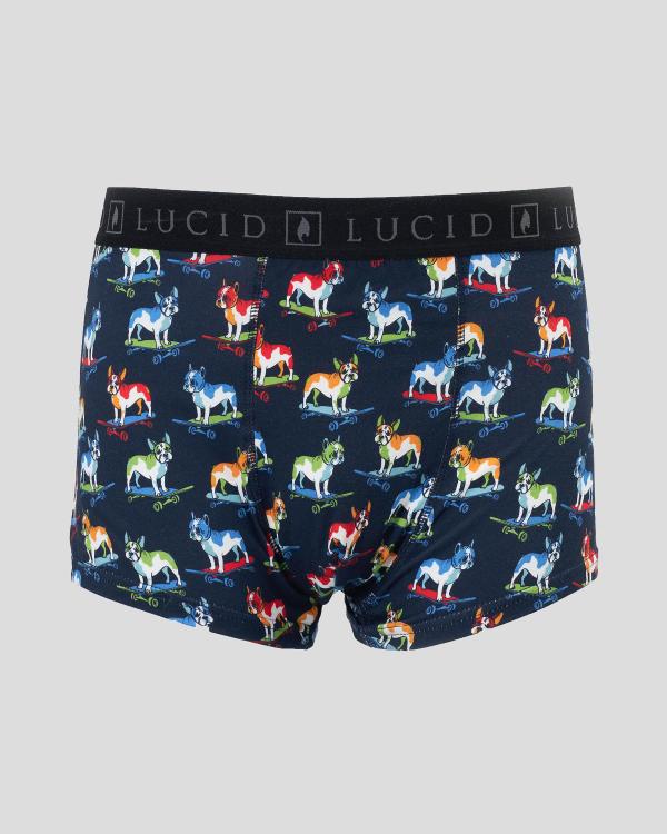 Lucid Men's Skate Dog Fitted Boxers in Navy