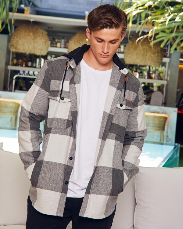 Lucid Men's Square Off Hooded Flanno in Grey
