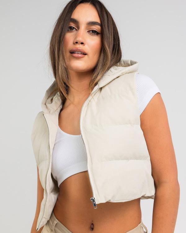 Luvalot Women's Obsessed With Me Puffer Vest in Natural