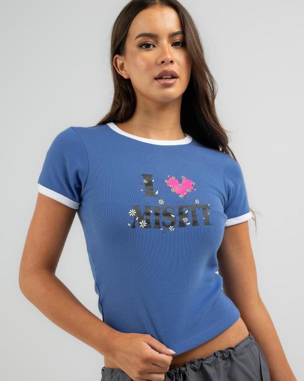 M/SF/T Women's I Luv Ringer T-Shirt in Blue