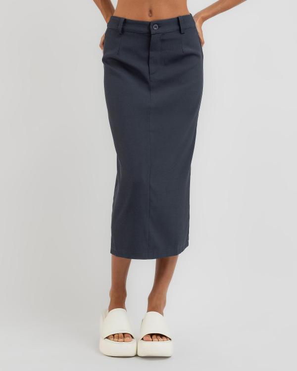 Mint Vanilla Women's Hilly Midi Skirt in Blue