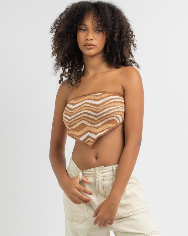 Mint Vanilla Women's Kamala Knit Tube Top in Brown