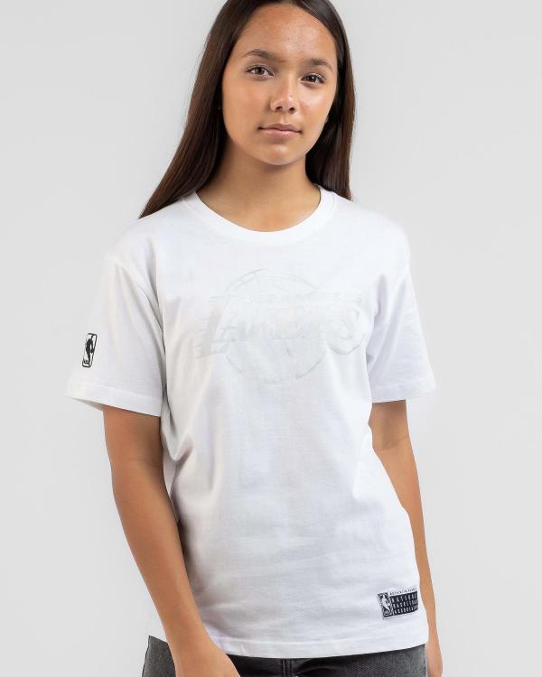 Mitchell & Ness Girls' Glendale Foil Wordmark T-Shirt in White
