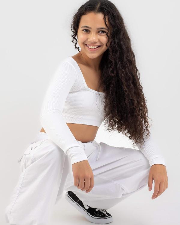 Mooloola Girls' Basic Seamfree Long Sleeve Top in White