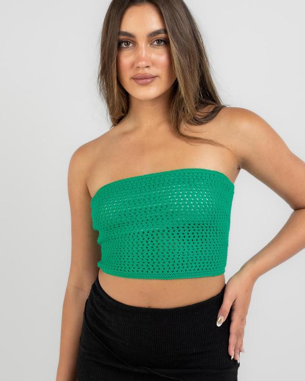 Mooloola Women's Ariel Crochet Tube Top in Green