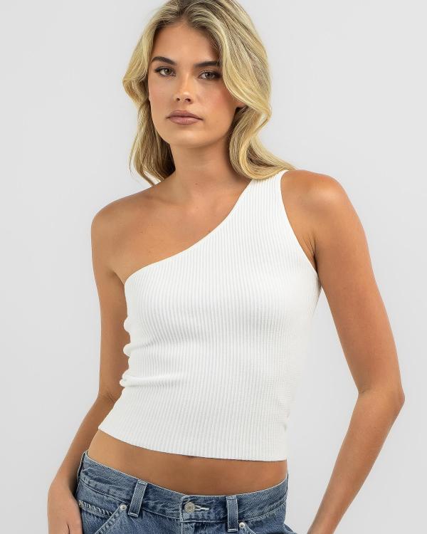 Mooloola Women's Basic One Shoulder Knit Top in Cream