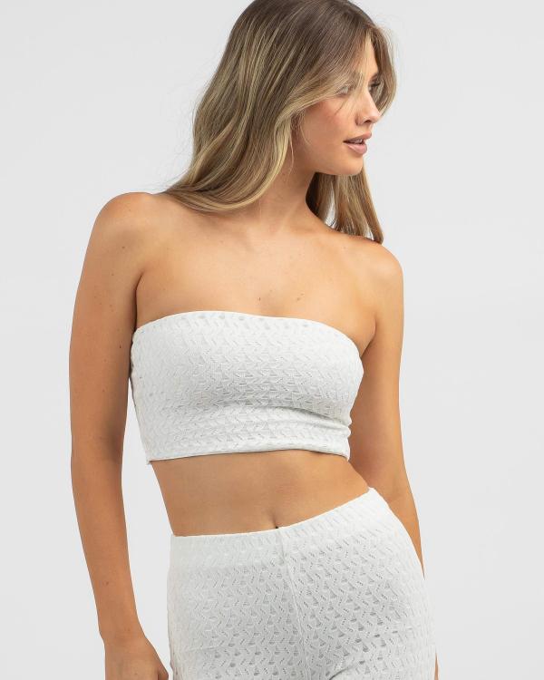 AIMN Ribbed Seamless Crop Top White