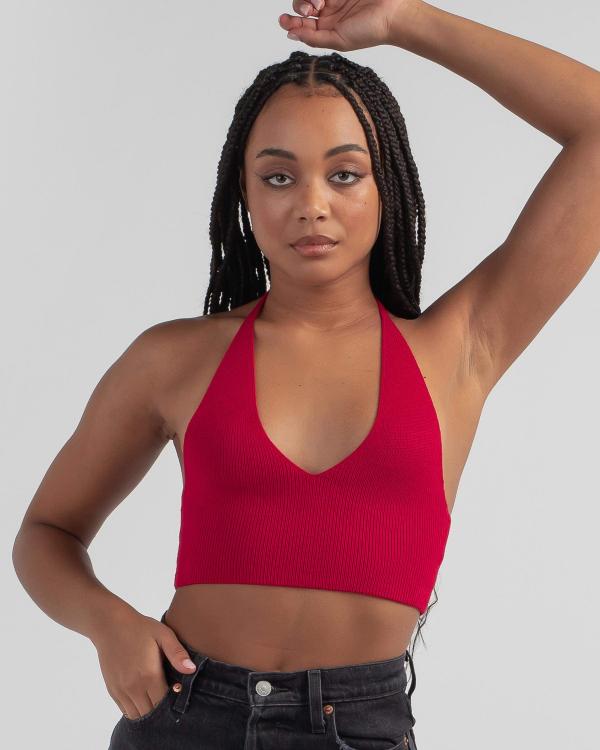 Mooloola Women's Snoh Knit Halter Top in Red