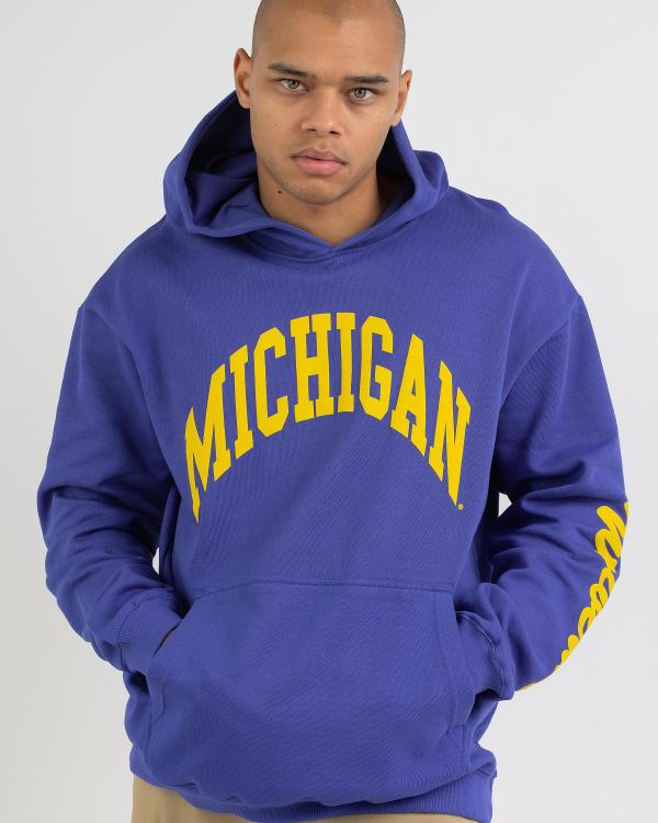 NCAA Men's Michigan Arched Puff Print Hoodie in Blue
