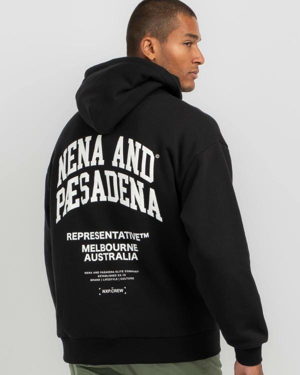 Nena & Pasadena Men's Overtaking Relaxed Hooded Zip Sweater in Black