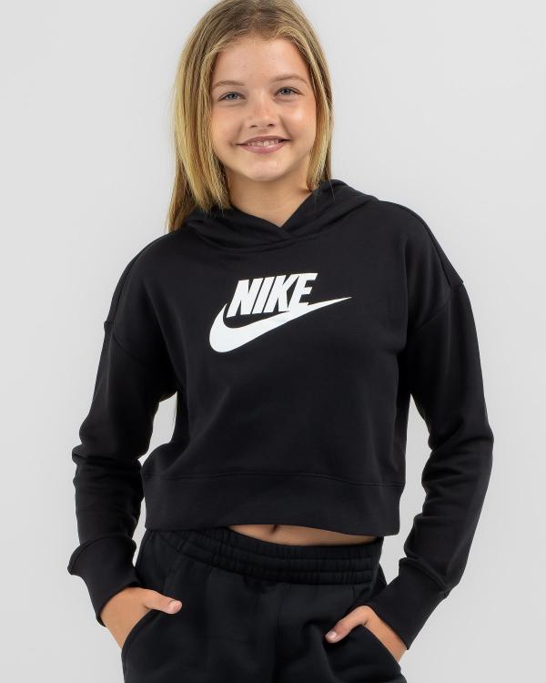 Nike Girls' Club Cropped Hoodie in Black