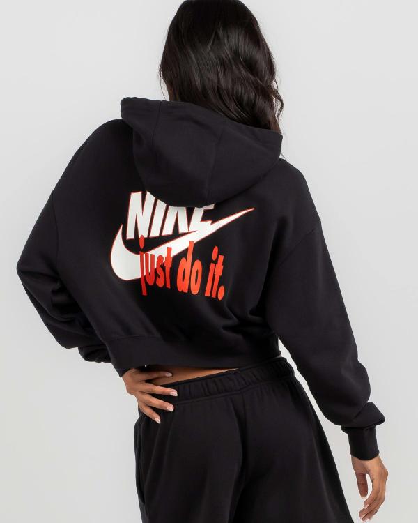 Nike Women's Club Fleece Mid Crop Hoodie in Black