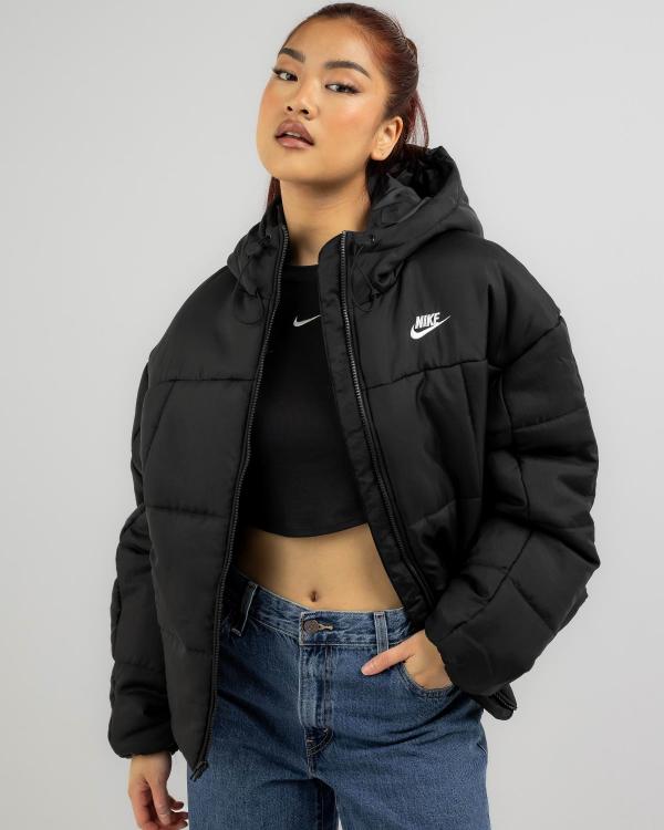Nike Women's Essential Classic Hooded Puffer Jacket in Black