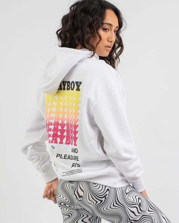 Playboy Women's 3D Stacked Hoodie in White