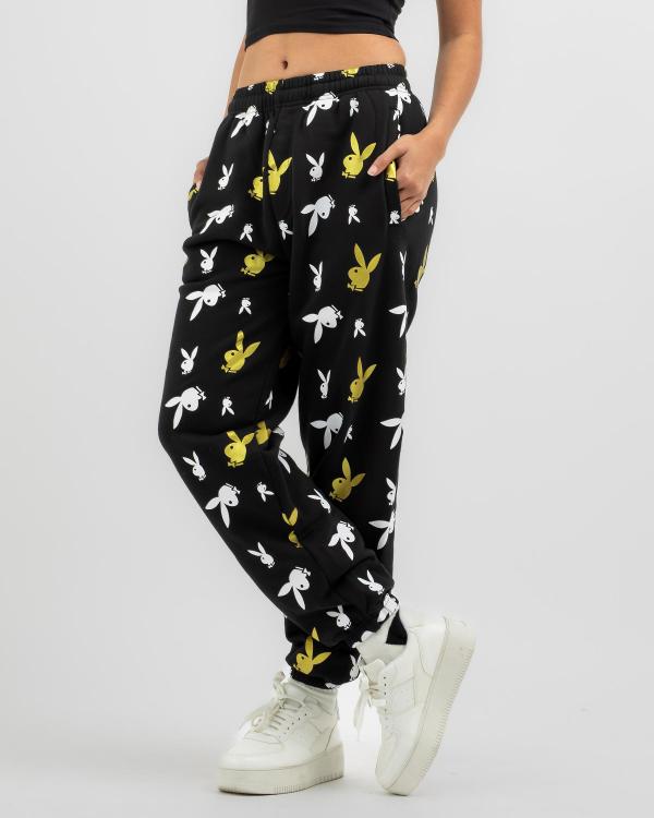 Playboy Women's Bunny All Over 90S Track Pants in Black