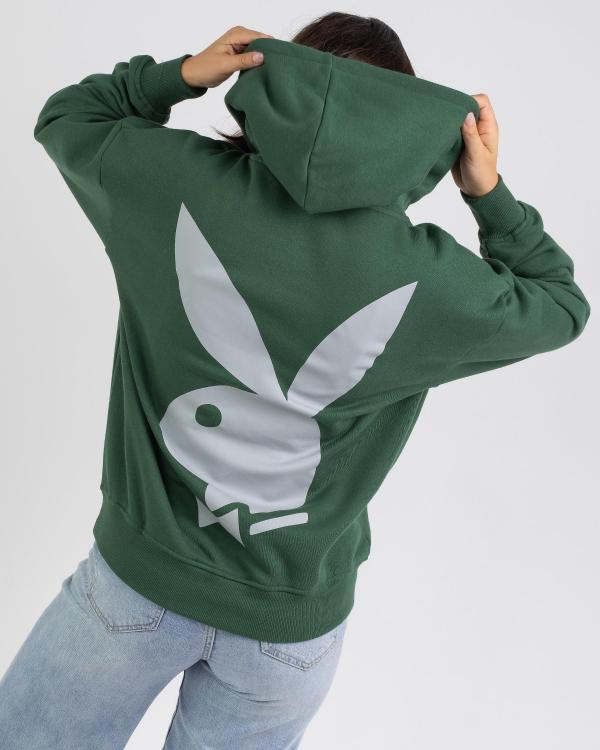 Playboy Women's Bunny Stack Hoodie in Green