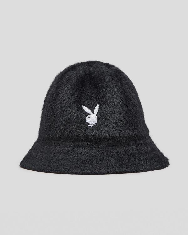 Playboy Women's Fuzzy Bucket Hat in Black